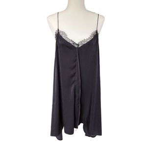 ZARA BASIC BLACK SPAGHETTI STRAP DRESS WITH HANDKERCHIEF HEM SIZE LARGE